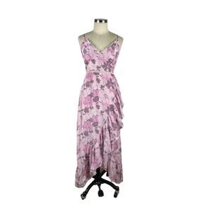 TULAROSA Purple Pink‎ Victoria Floral Print Midi Dress Women's Size Medium